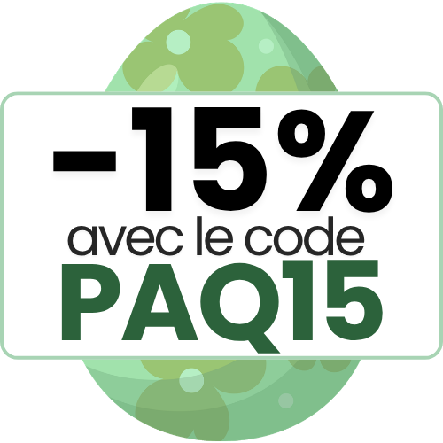 Bravo ! Vous avez trouvé une promotion : -15 % jusqu'à lundi inclus avec le code PAQ15