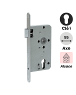 serrure encastrable alsace avec cylindre. axe55 mm.  