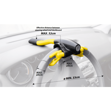 Antivol De Volant Avec Alarme 130 DB - Universel Pour Voiture, SUV, Camionnette - Acier Renforcé