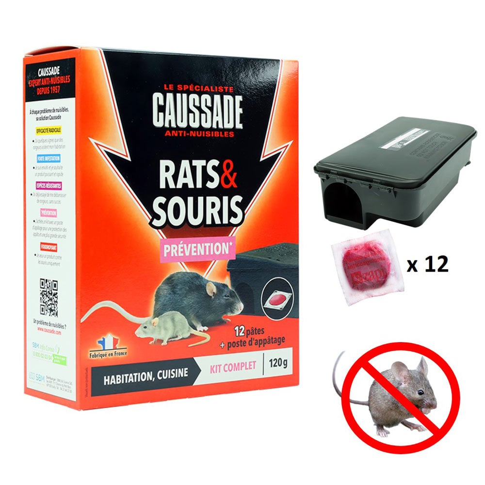 Kit complet anti rat et souris Boite à appât + 12 appâts