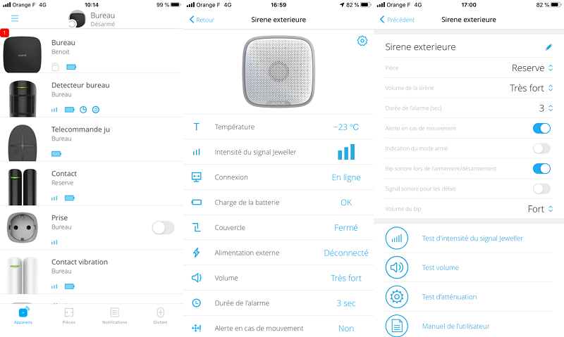 Configuration streetsiren AJAX alarme