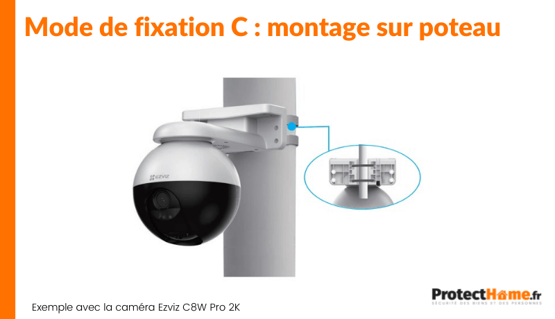 installation camera ezviz montage sur poteau