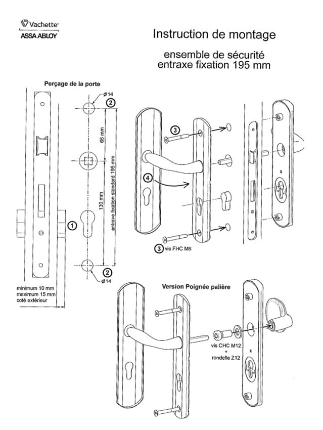 notice poignee de porte blindee vachette muze