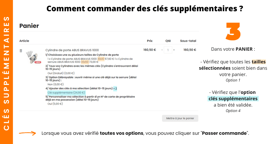 commander des clés supplémentaires pour un cylindre