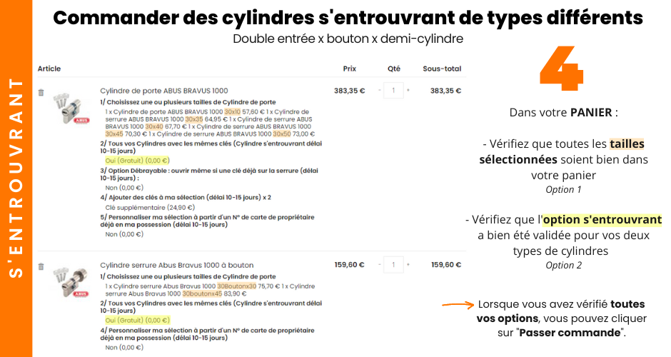 commander plusieurs cylindres avec mêmes clés