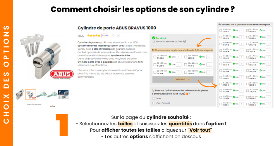 Choisir ma taille et mes options de cylindre