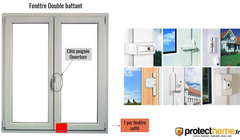 verrou de fenêtre abus double battant